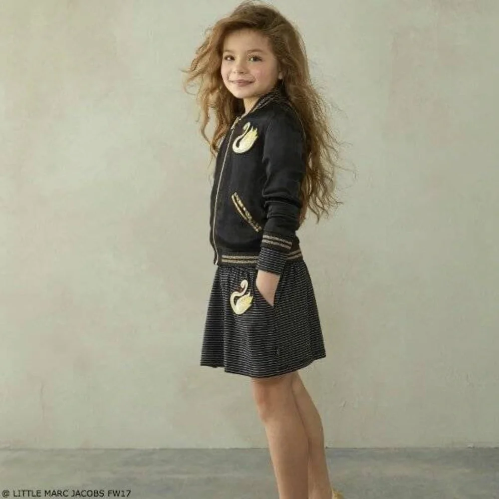 Little Marc Jacobs Star Swan Satin Reversible Black Gold Jacket Size 4 Kids New! - Picture 4 of 16